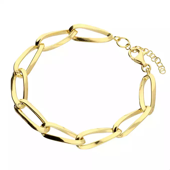 adjustable gemstone bracelet with charm-18ct Gold Vermeil Twisted Link Chain Bracelet