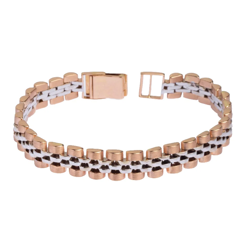 adjustable bracelet with crystal beads-18ct Rose and White Gold Ladies Bracelet (36.5g) GBR-8321