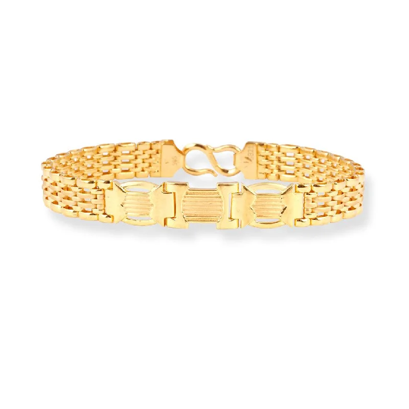 trendy gold charm bracelet for women-22ct Gold Gents Bracelet with S Clasp GBR-8332