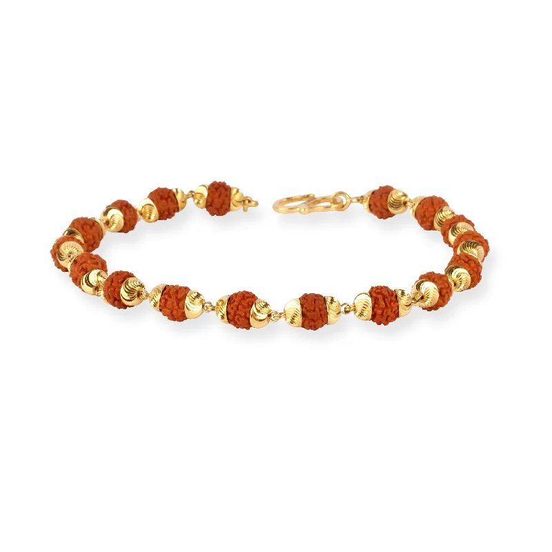 customized birthstone bracelet for women-22ct Gold Rudraksh Bracelet with S Clasp GBR-8338