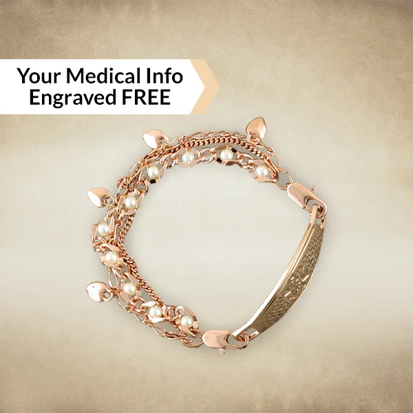 turquoise stone bracelet for women-Blush Rose Gold Medical ID Bracelet