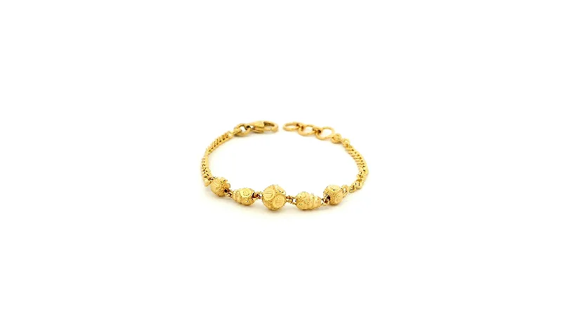 custom engraved silver bracelet-22ct Yellow Gold Children's Bracelet with Diamond-Cut Beads & Lobster Claw Clasp – Elegant and Secure