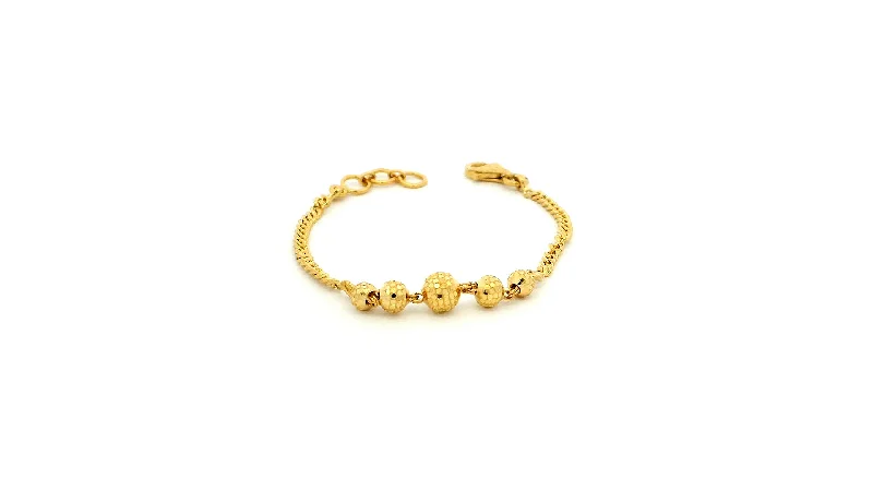 vintage gold-plated charm bracelet-22ct Yellow Gold Children's Bracelet with Diamond-Cut Beads & Lobster Claw Clasp – Perfect Gift for Kids