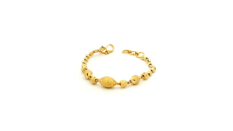 unique gemstone charm bracelet for women-22ct Yellow Gold Children's Bracelet – Diamond-Cut Beads with 'U' Hook Clasp | Adorable Kids Jewellery