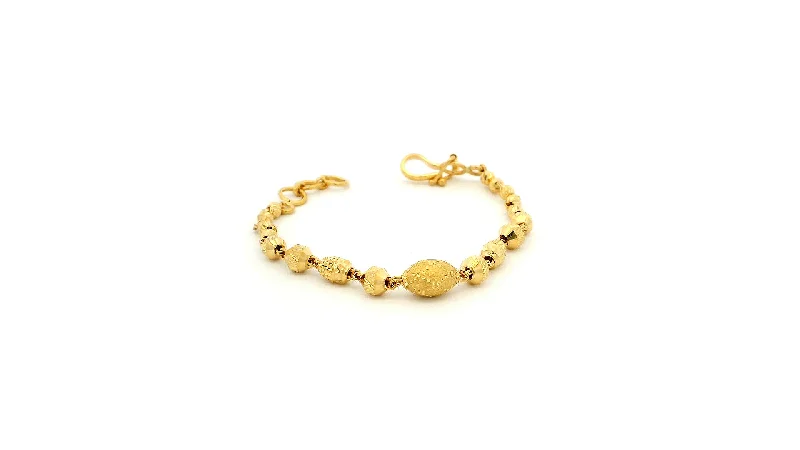 multi-layered silver charm bracelet-22ct Yellow Gold Children's Bracelet with Diamond-Cut Beads & 'U' Hook Clasp – Durable & Stylish