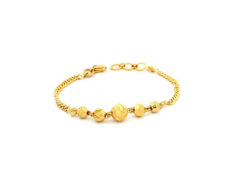 bohemian-style leather bracelet for men-22ct Yellow Gold Children's Bracelet with Diamond-Cut Beads & Lobster Claw Clasp – Elegant Gold Jewellery for Kids