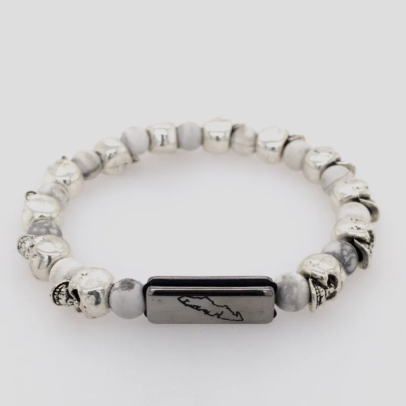 handmade gemstone and silver bracelet-The Marble River