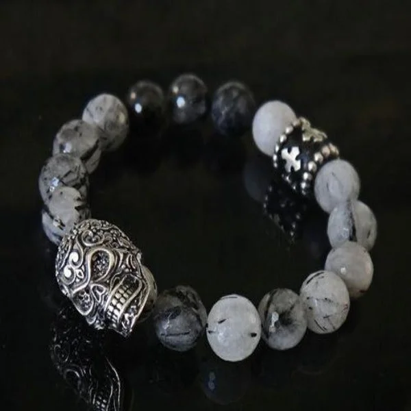 unique gemstone charm bracelet for women-E.O.T.B. Black Diamond