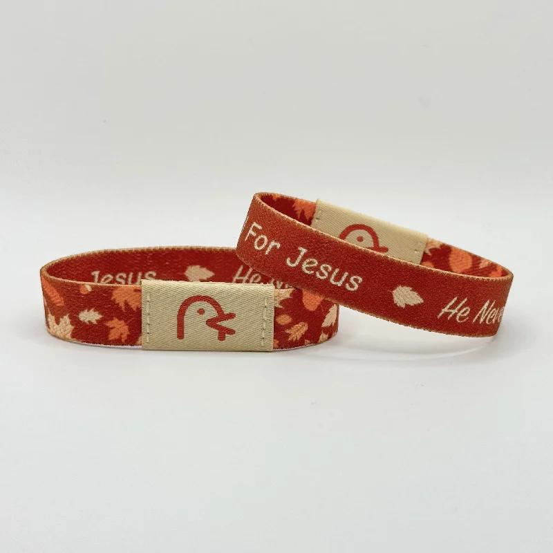 unique silver charm bangle bracelet-Fall For Jesus, He Never Leaves