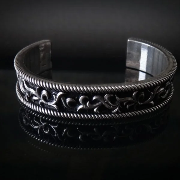 handmade personalized leather bracelet-Filagree Cuff