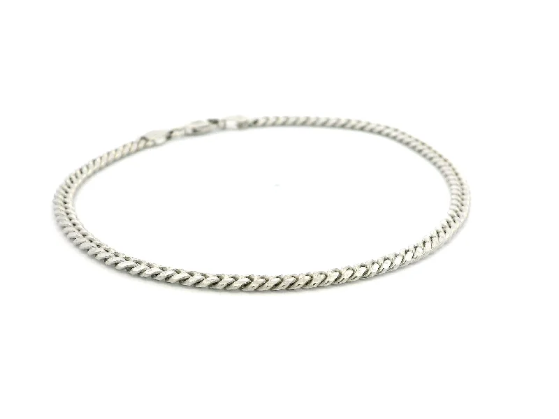 silver bracelet with cubic zirconia stones-18ct White Gold Cuban Bracelet with Lobster Clasp - Stylish & Durable Luxury Jewellery