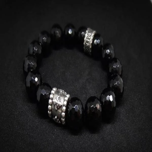 crystal stone bracelet for couples-Jet Black