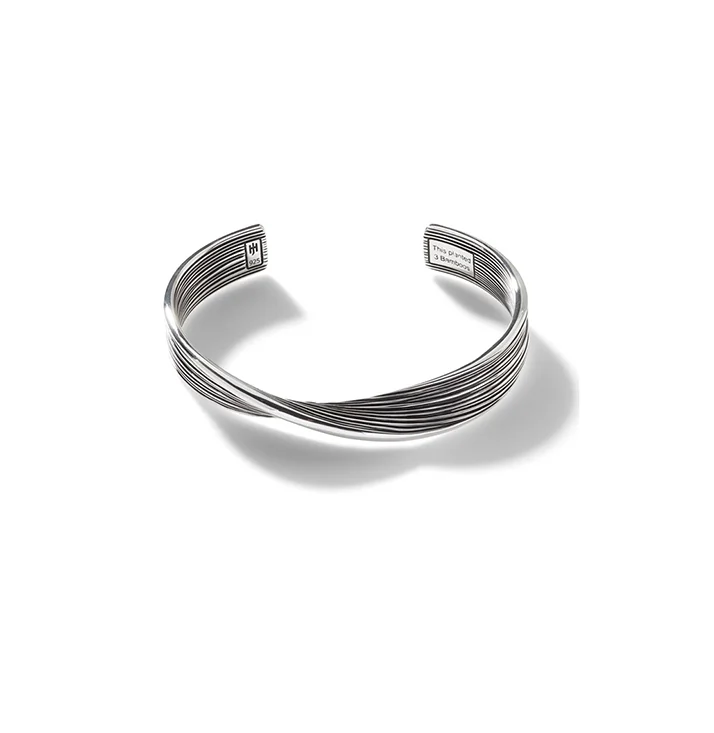 adjustable gemstone cuff bracelet-John Hardy Bamboo Sterling Silver Cuff, 9.5mm