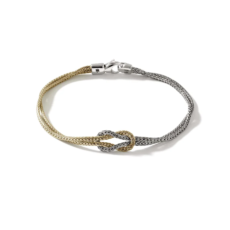 personalized silver cuff bracelet-John Hardy Classic Chain Yellow Gold & Sterling Silver Double Row Bracelet, 1.8mm