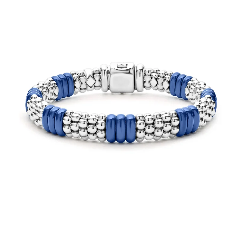 leather wrap bracelet with silver charm-LAGOS Blue Caviar Ceramic Beaded Bracelet