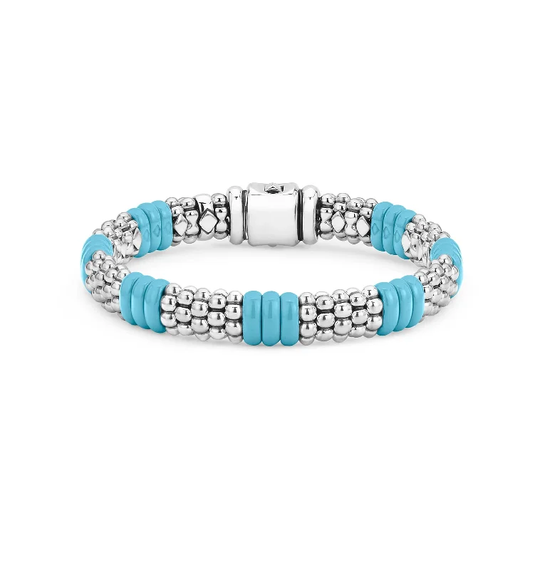 personalized wrap bracelet with charm-LAGOS Blue Caviar Silver Ceramic Beaded Bracelet