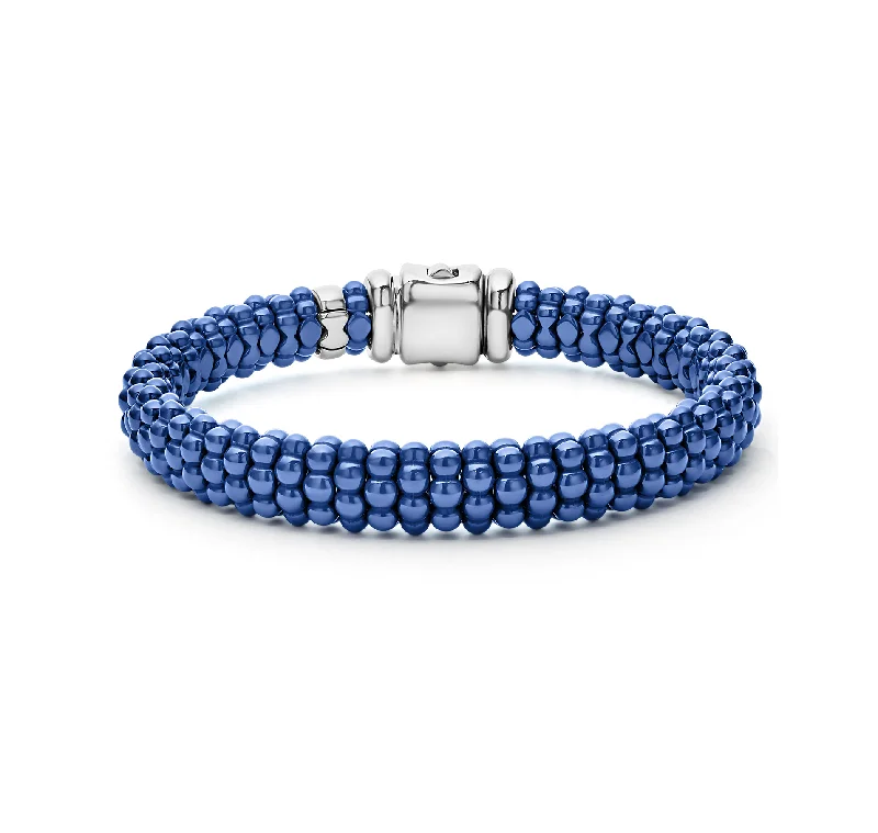 multi-strand gemstone bracelet for men-LAGOS Blue Caviar Ultramarine Ceramic Beaded Bracelet