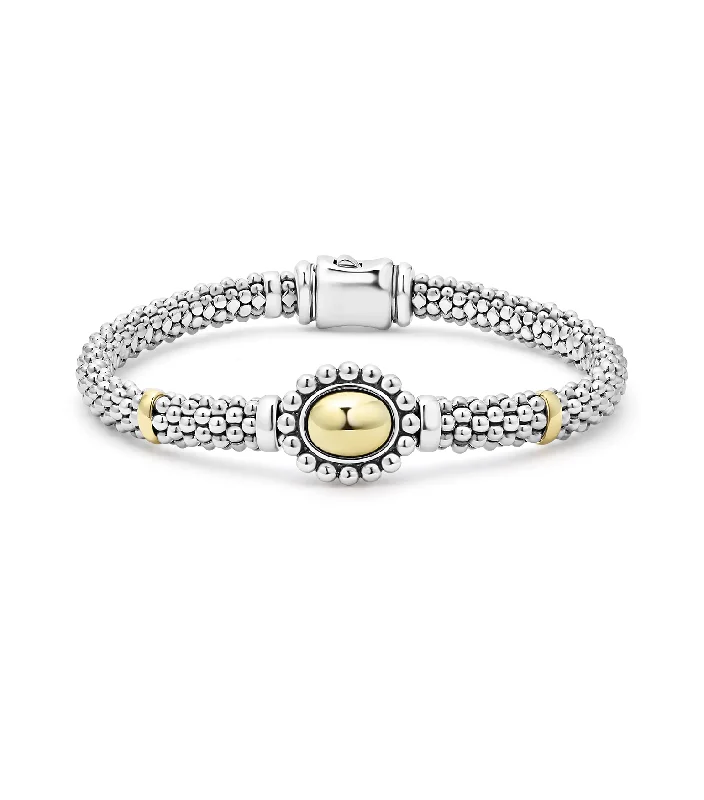 silver bangle bracelet with crystals-LAGOS High Bar Gold Caviar Dome Beaded Bracelet