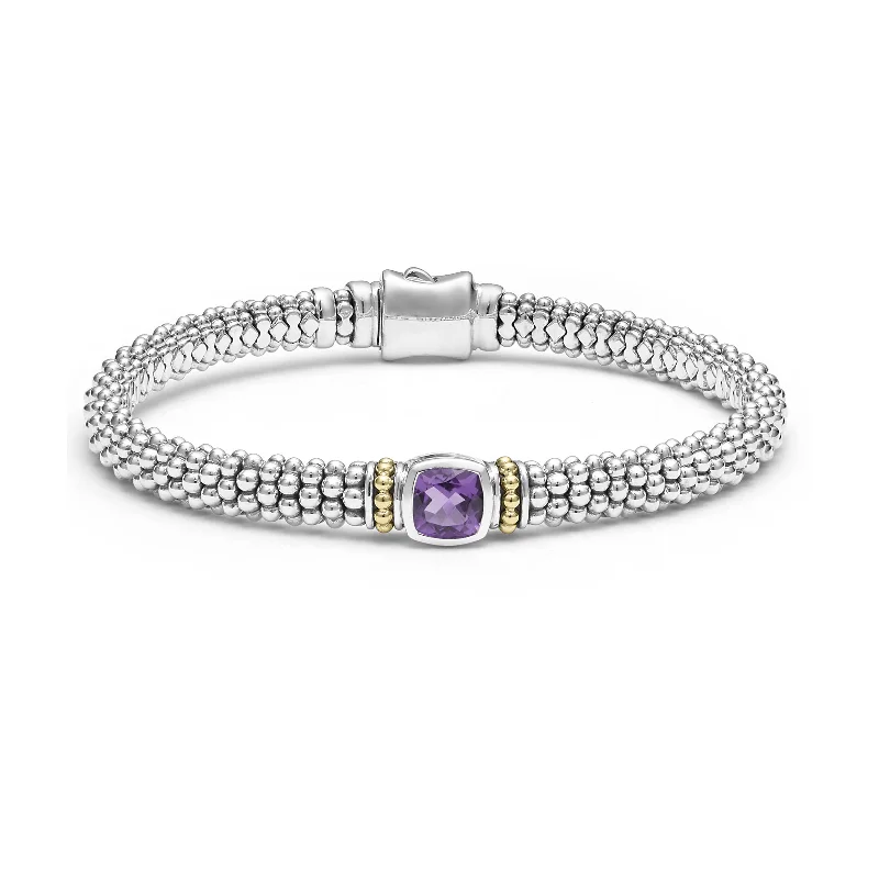 silver bracelet with cubic zirconia for women-LAGOS Rittenhouse 6mm Amethyst Caviar Bracelet