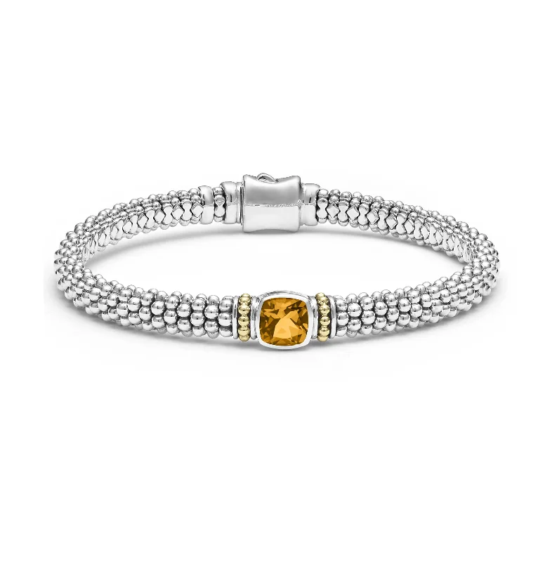 engraved silver bracelet for couples-LAGOS Rittenhouse 6mm Citrine Bracelet