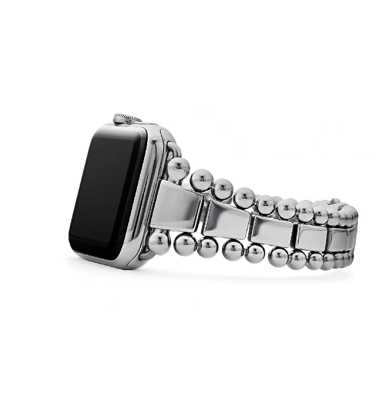 simple gemstone stretch bracelet for women-LAGOS Smart Caviar Silver Link Watchband, 42mm