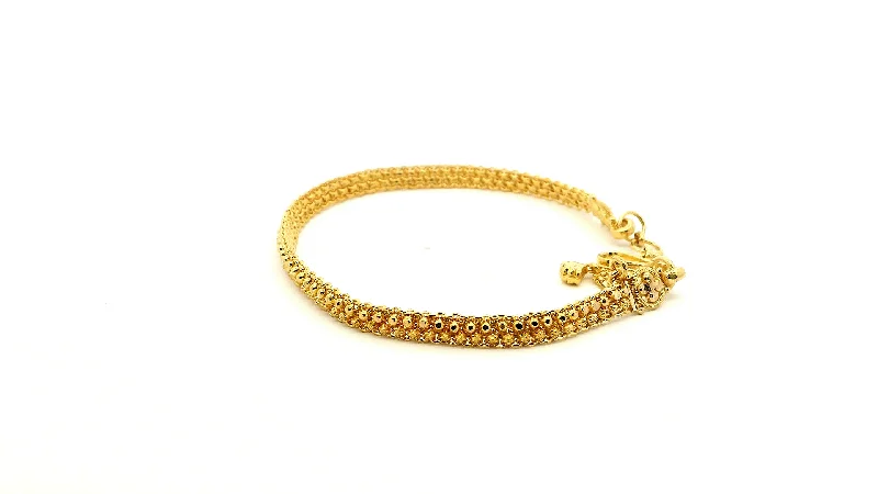 boho style crystal bracelet for women-22ct Yellow Gold Ladies Bracelet with Filigree Work Design & U-Hook Clasp - Elegant Luxury Jewellery