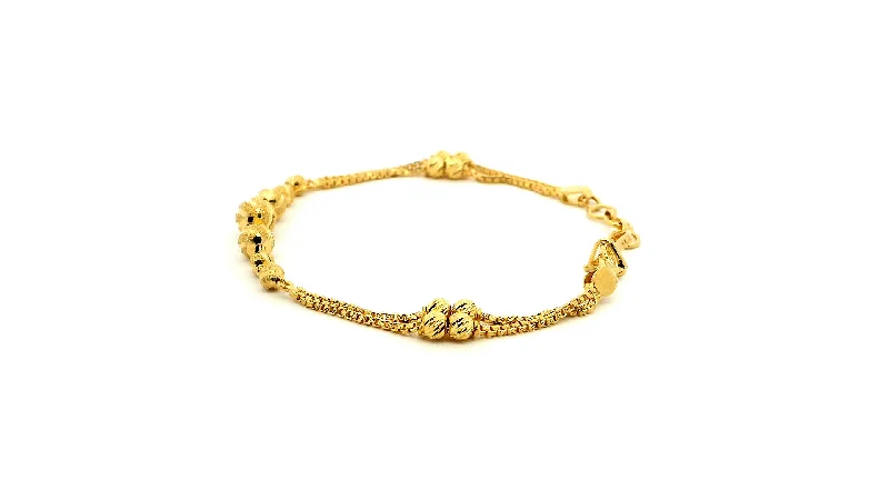 multi-layer leather charm bracelet-22ct Yellow Gold Ladies Two Row Box Chain Bracelet with Diamond-Cut Beads & U Hook Clasp – Elegant Jewellery for Women