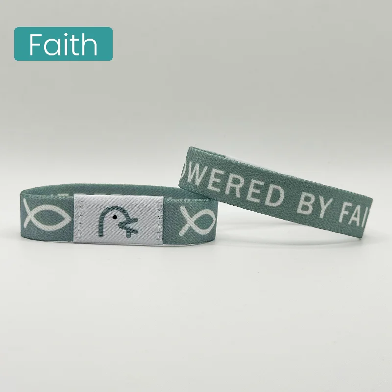 engraved silver bracelet for couples-Powered By Faith