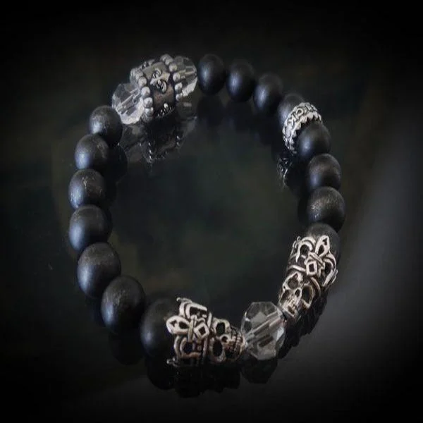 custom silver rope bracelet for women-Royal Skull and Fleur