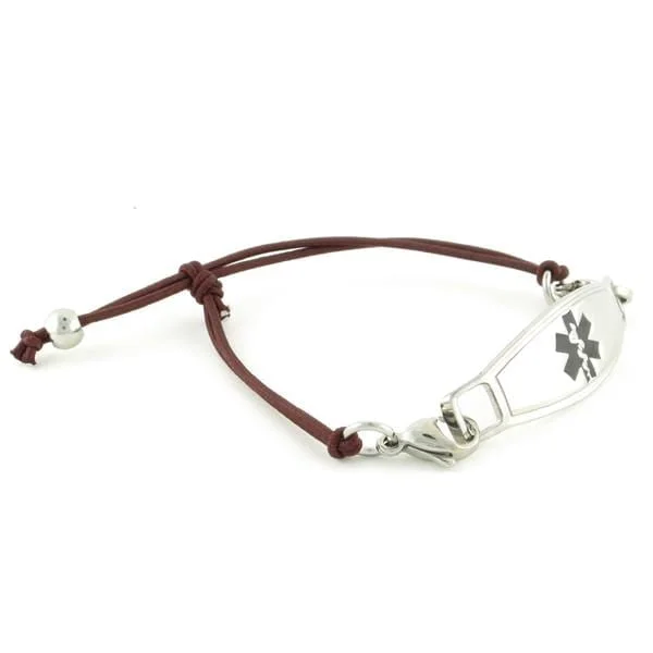 adjustable leather bracelet with gemstones-Simplicity Mocha Stretch Medical Bracelet