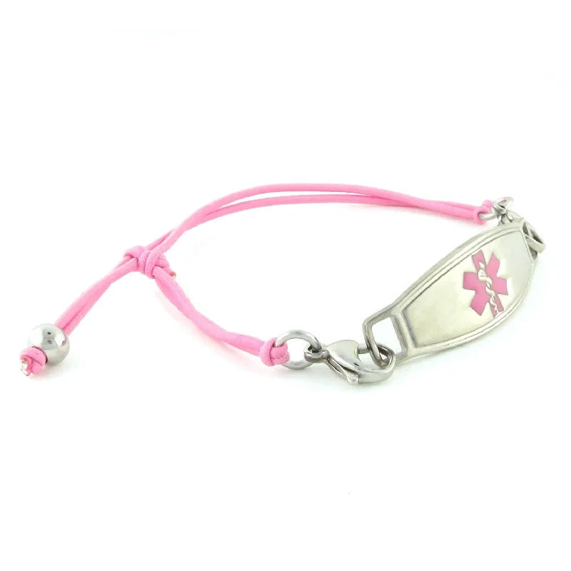 silver charm bracelet with stones-Simplicity Pink Stretch Medical Alert Bracelet