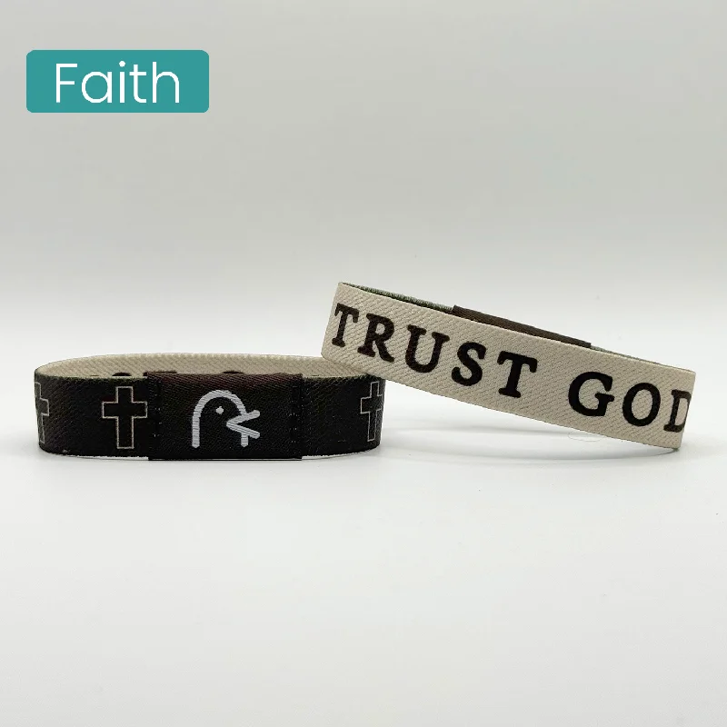 leather and crystal bracelet for women-Trust God