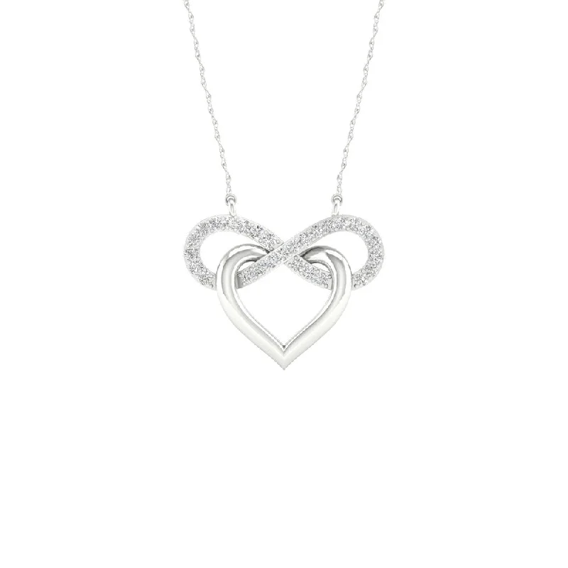 custom silver pendant necklace with crystal stone-1/10ct TDW Diamond Infinity Heart Necklace for Mother's Day in Sterling Silver by De Couer