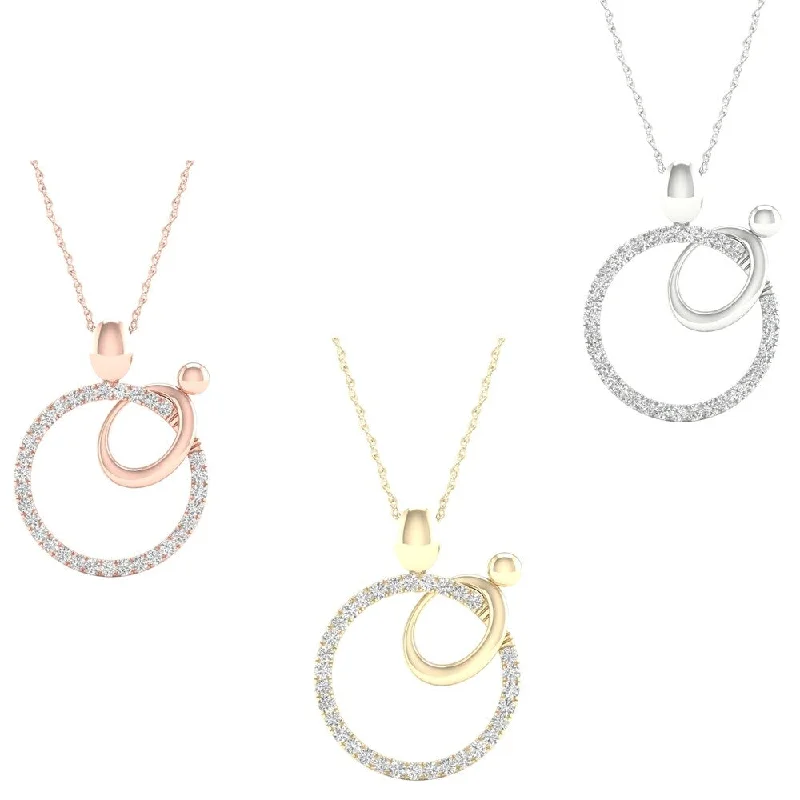 custom engraved heart-shaped necklace for anniversary-1/10ct TDW Diamond Motherly Love Necklace in 10k Gold by De Couer