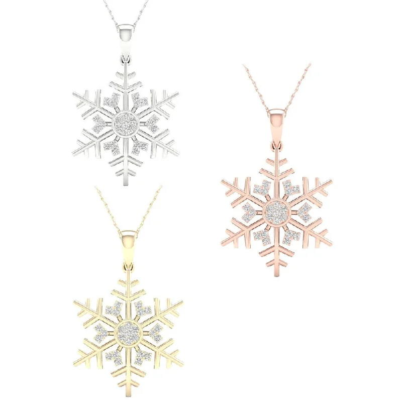 custom star pendant necklace with message-1/10ct TDW Diamond SnowFlake Necklace in 10k Gold by De Couer