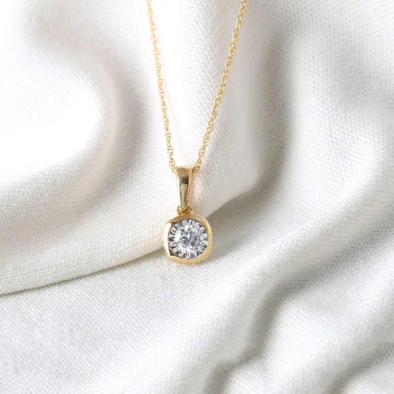 elegant crystal pendant necklace for men-1/6ct TDW Diamond Solitaire Necklace Pendant in 10k Gold by De Couer