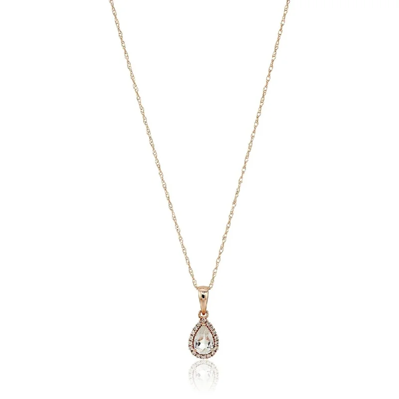 silver angel pendant necklace for mothers-10k Rose Gold White TPZ & Created White Sapphire Pendant Necklace 18"