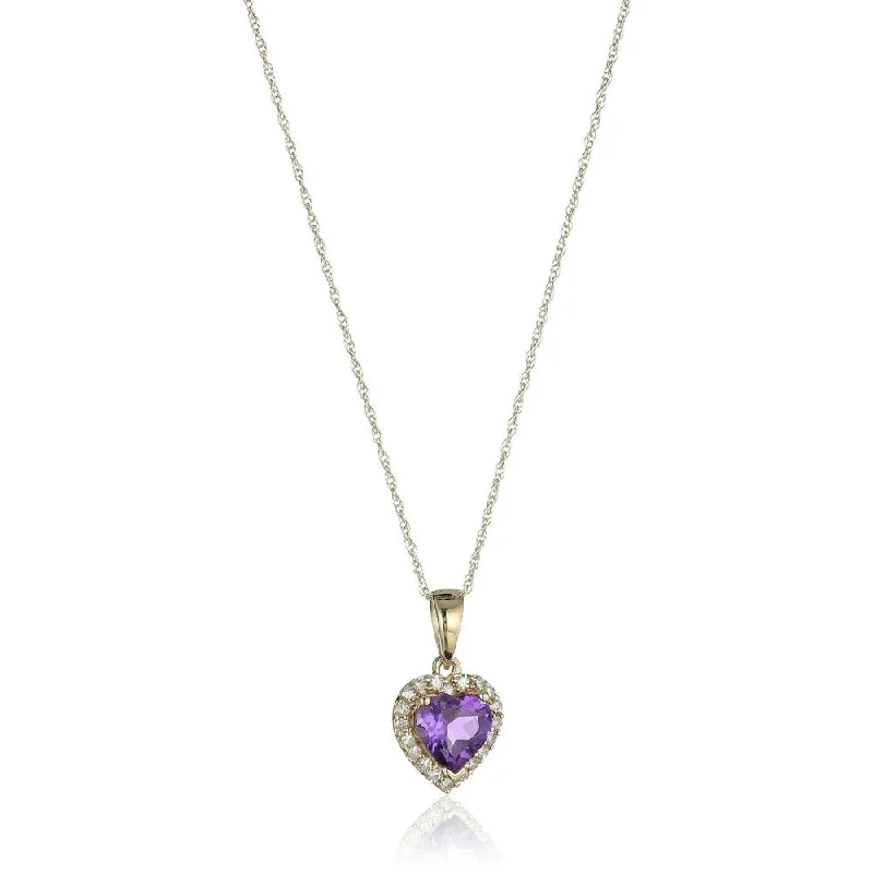 custom heart-shaped pendant necklace with name-10k Yellow Gold Amethyst & Diamond Pendant Necklace