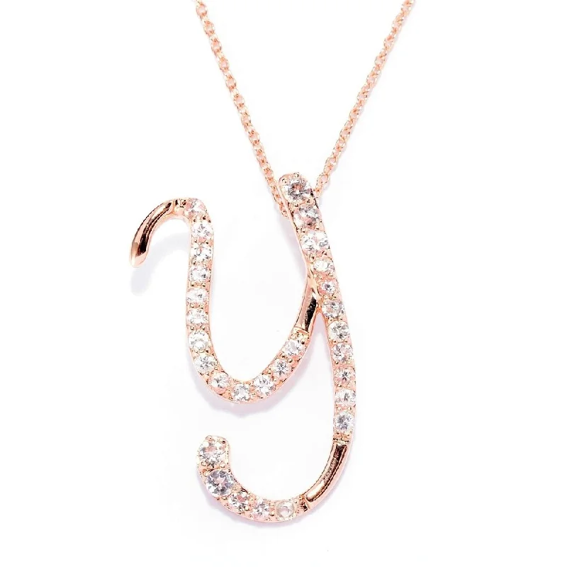 handmade gold pendant necklace with initials-18k Rose Gold over Sterling Silver Round Morganite Initial Y Necklace