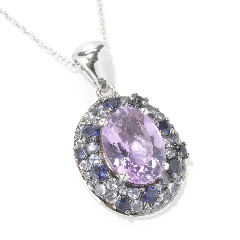 gold crystal heart pendant necklace-925 Sterling Silver African Amethyst,Iolite,Tanzanite Pendant