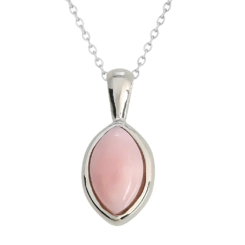 custom gemstone heart pendant for men-925 Sterling Silver Pink Opal Pendant