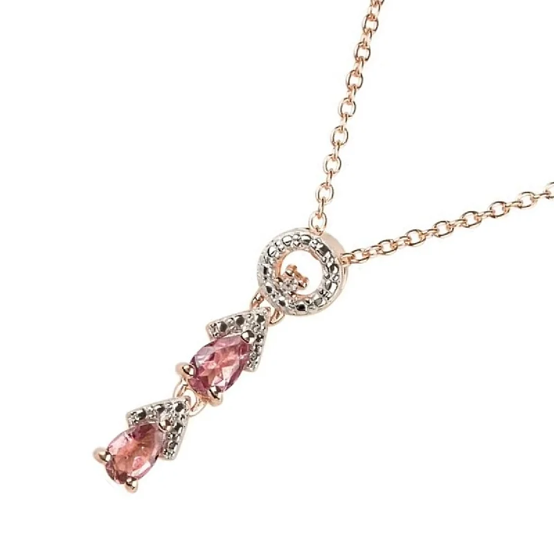 silver pendant necklace with engraved message for him-925 Sterling Silver Pink Tourmaline and White Natural Zircon Pendant