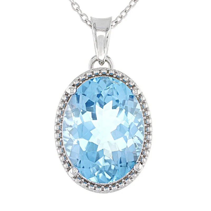 crystal charm pendant necklace for special occasions-925 Sterling Silver Sky Blue Topaz Pendant