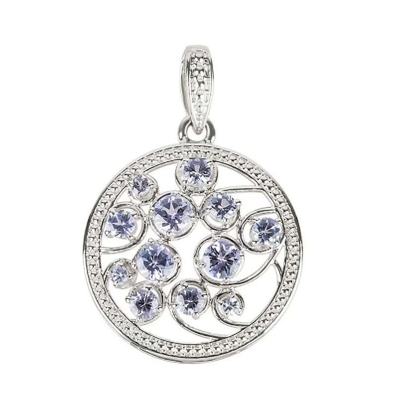 personalized pendant necklace with family name engraving-925 Sterling Silver Tanzanite Pendant