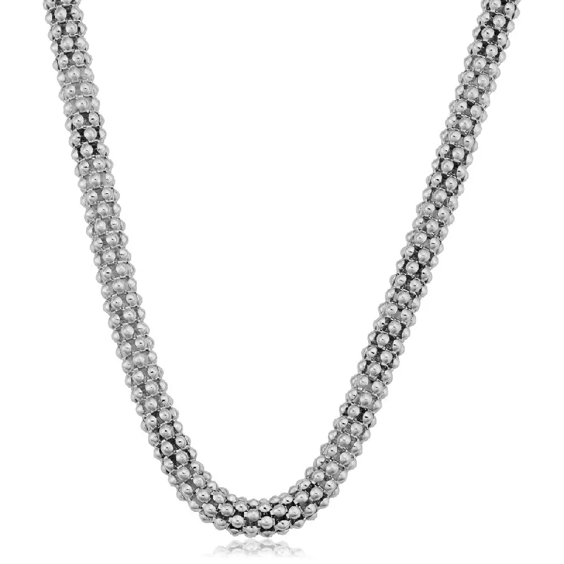 handmade charm pendant necklace for her-Argento Italia Sterling Silver 6-mm Popcorn Chain Necklace (18 inch)