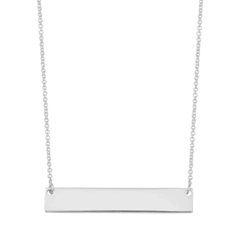 personalized engraved moon pendant for women-Argento Italia Sterling Silver High Polish Bar Necklace (18 inches)