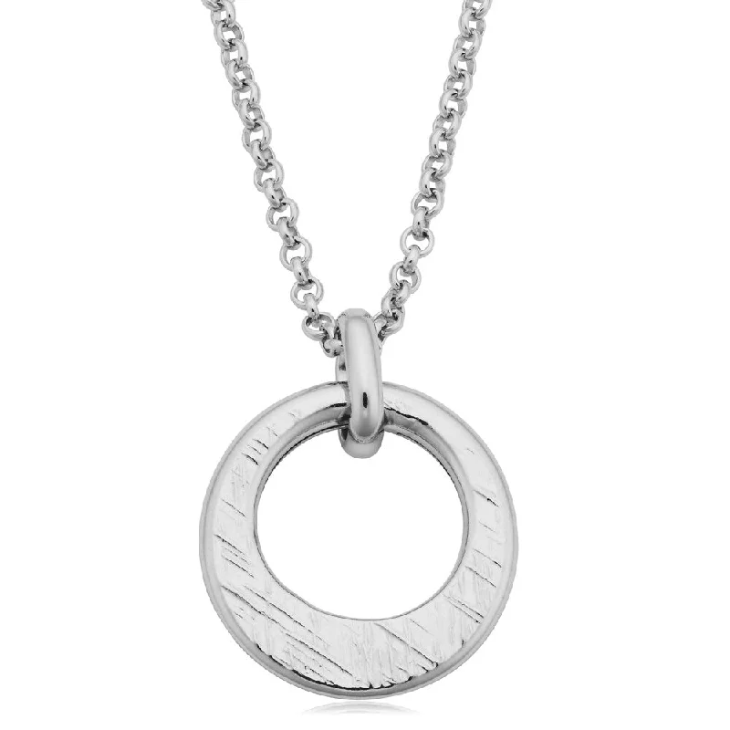 women’s custom pendant necklace with initials-Argento Italia Sterling Silver Stylish Circle Pendant On Rolo Chain Necklace (18 inches)