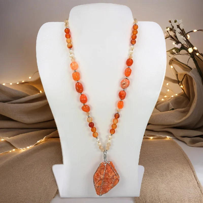 custom engraved bar necklace with date-Carnelian Pendant Necklace