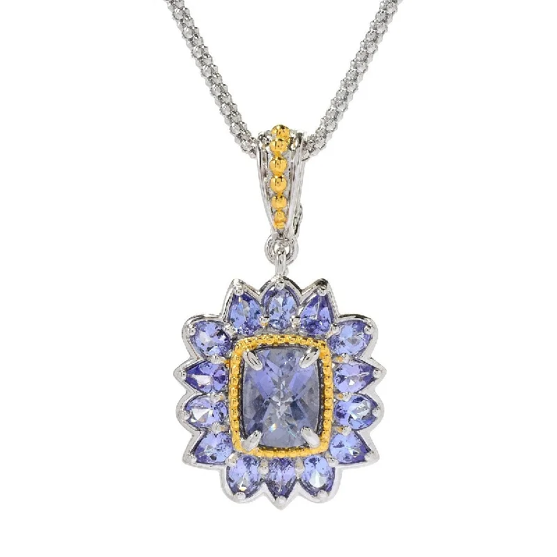 custom pendant necklace with couple’s initials-Dallas Prince 3.46ctw Iolite & Tanzanite Enhancer Pendant w/ 18" Popcorn Chain. Collection: Classic Dallas