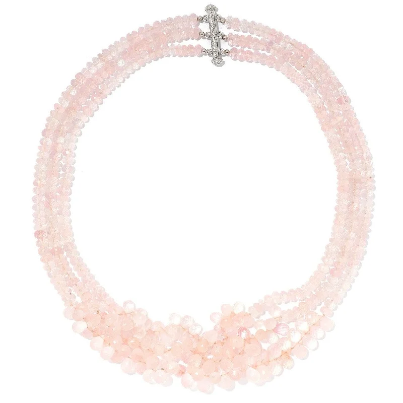 men’s custom silver nameplate necklace-Dallas Prince Sterling Silver 20" Rose Quartz 3-Strand Beaded Necklace. Collection: Dallas Rocks